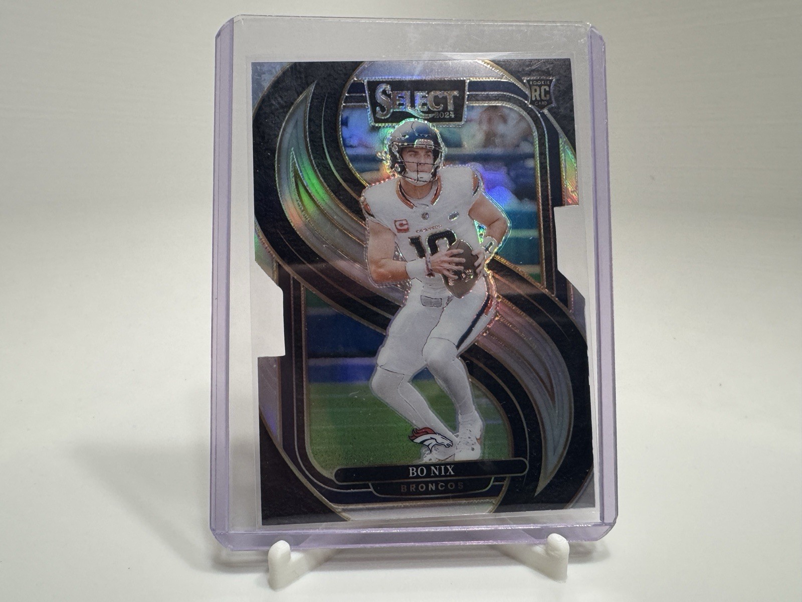 2024 Panini Select - Premier Level Bo Nix #117 Silver Prizm Die-Cut (RC)