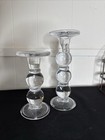 Solid Clear Bubble Candle Candlestick Holders - Set of 2- 9 1/2" tall