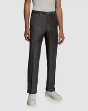  950 Brioni 36W 28L Men's Gray Classic Fit Solid Flat Wool Dress Trousers Pants