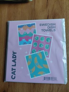 Swedish Dish Cloth  Cat Designs Eco-Friendly Reusable Lot Of 3