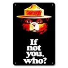 2D Flat, 1pc Retro "Smokey the Bear" Humorous Tin Metal Signs Wall Art - Vintage