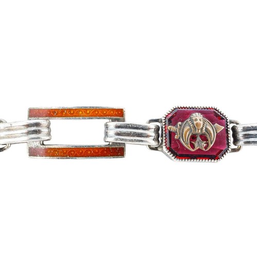 Antiguo Brazalete Masónico Shriners Plata Esterlina Cobre Cristal Guilloche Leer - Imagen 10 de 15