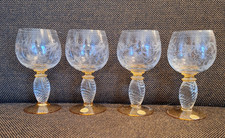 4er Set Weingläser teils getönt handgeschliffen Theresienthal Sammlerstücke