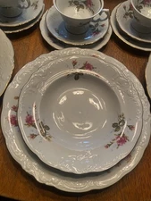 VTG 1950’s Wawel (10) Piece Rose Moss W/Gold Trim-Place Setting For 2 Poland EUC