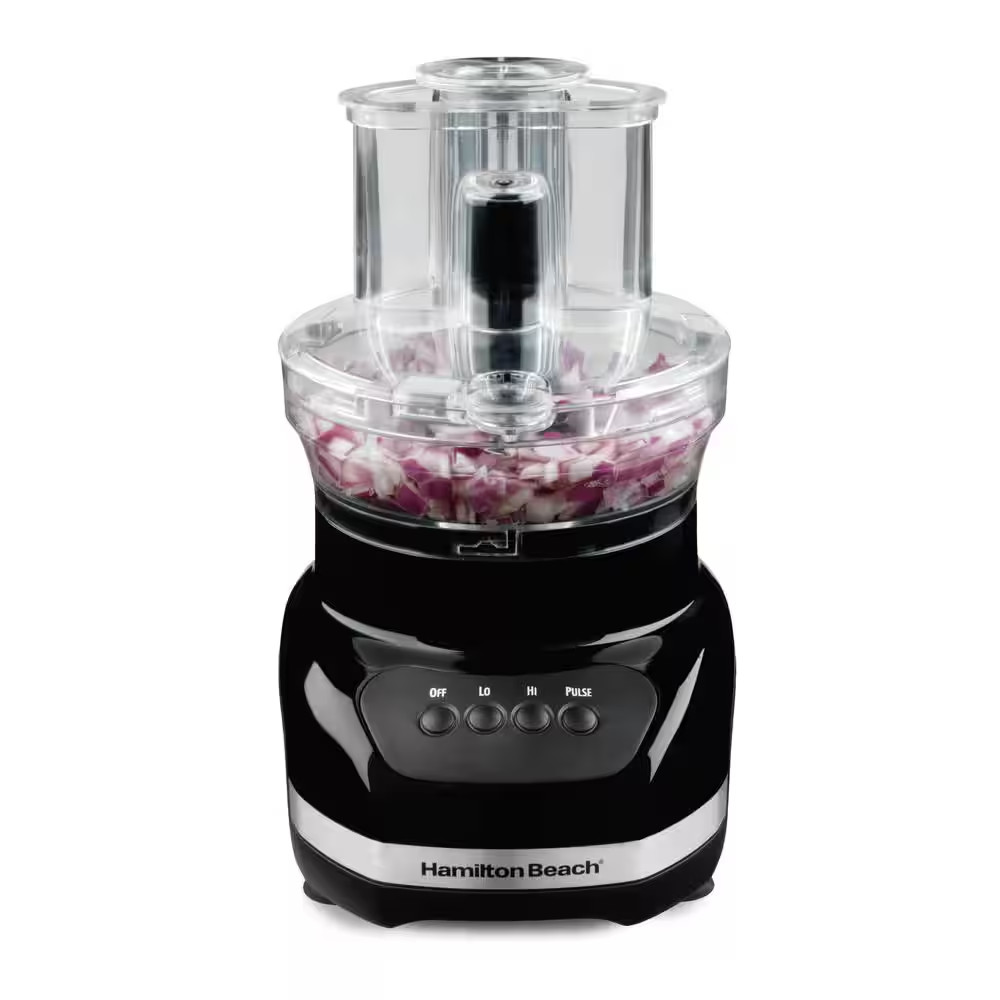 Big Mouth Duo plus 12-Cup 2-Speed Black Food Processor with 4-Cup Bowl