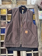 Vtg Carhartt Dark Brown Arctic Quilt Lined Vest Mens Medium V47 DKB Duck Canvas