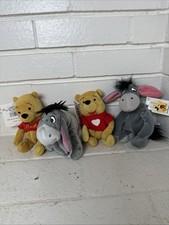 Disney Store Winnie The Pooh  Eeyore Mini Bean Bag Plush Lot NWT Vintage Y2K