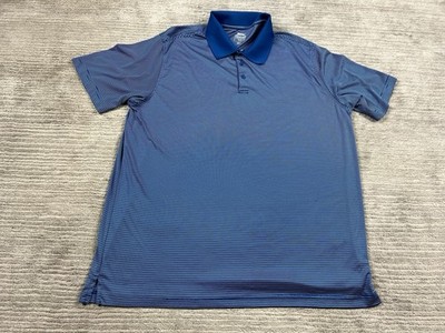 Slazenger Polo Shirt Mens 2XL Blue White Striped Performance Shortsleeve Golf