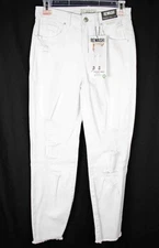 Rewash Jeans Womens Sz 1 Waist 25" High Rise Straight Ankle Distressed White NEW