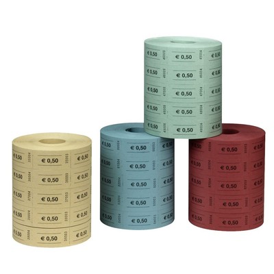 10733350 Set mit 5 Rollen à 1000 Tickets Wert 0,5 verschiedene Farben Import...