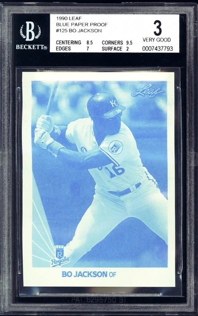 1990 Leaf BO JACKSON Blue Paper Proof Blank Back BGS 3 Graded Beckett RARE