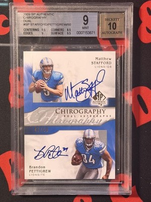2009 SP Authentic Matthew Stafford Brandon Pettigrew Chirography Duals BGS 9 /50