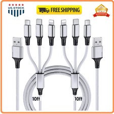 Multi Charging Cable, 10ft 2Pack Multi Phone Charger Cable Braided 3 in 1