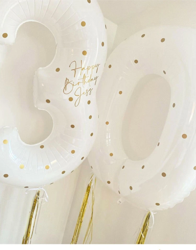 40" White Number Foil Balloon Birthday Party Decorations & Decor 0123456789 - Image 4 of 4