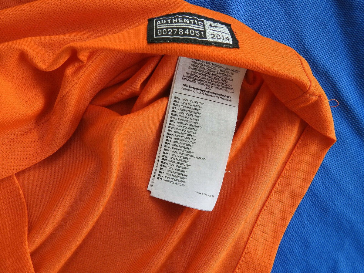 Netherlands World Cup 2014 Home Jersey Nike Orange Shirt #95 Size
