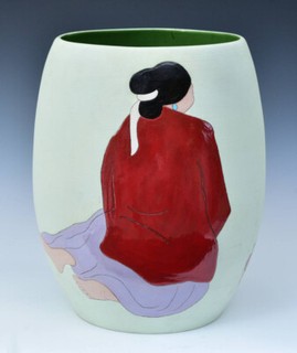 LARGE R.C. Gorman Pottery Vase "Chili Peppers" 17" high signed