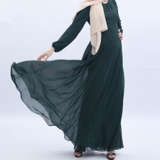 Ramadan Eid Abaya Dubai Turkey Chiffon Muslim Hijab Dress Plain Abayas fo Women