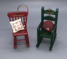 Grandma  Grandpa Rocking Chair Christmas Ornaments Vintage Avon