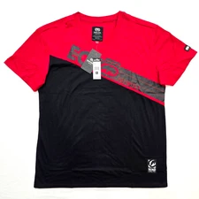 Ecko Unltd Men's T-Shirt True Red and Black Design Graphic V-Neck EO31K774