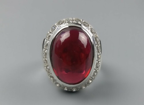 Großer 20 Karat Taube roter Rubin Sterling Silber 925 Handarbeit Anari Yakoot Herren Ring - Bild 6 von 8