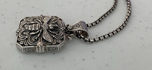 FANTASTIC KONSTANTINO STERLING SILVER BEE NECTAR LOCKET PENDANT+20IN CHAIN! - Picture 5 of 16