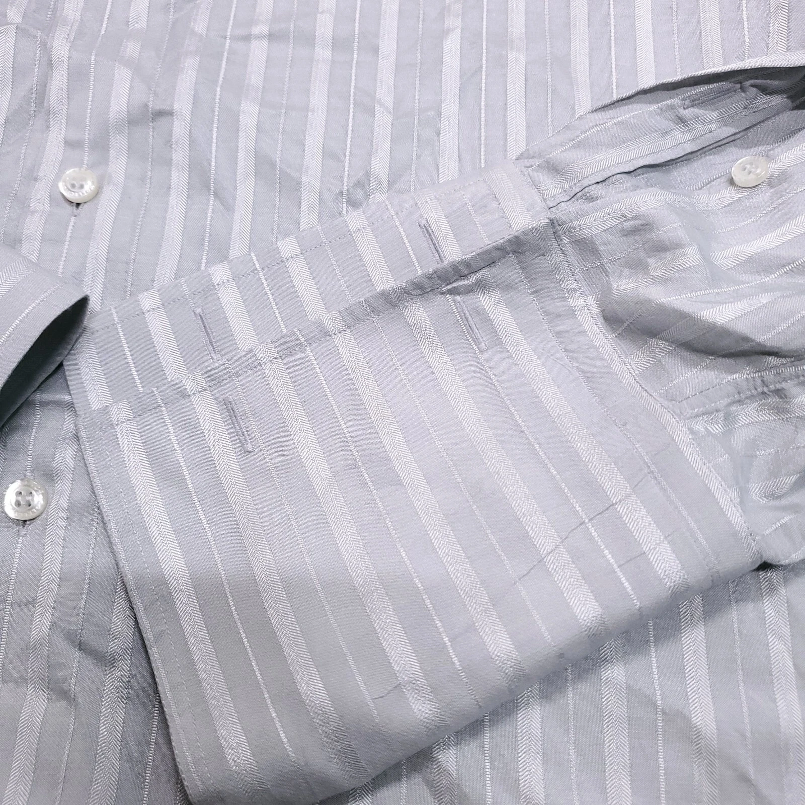 Versace Collezione Abito Camicia Uomo Tg 19 47 Grigio Argento Polsino Francese Bottoni