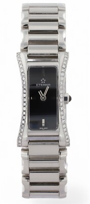 ETERNA SAHIDA Stahlarmband - 2610.41 - Diamantlünette - schwarzes Zifferblatt - 30mm - NEU