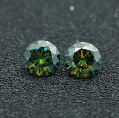 Loose Moissanite Cyan Blue Green Color Round Cut Gem 6.5mm 1CT certificate