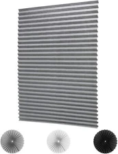LUCKUP 2 Pack Cordless Light Filtering Pleated Fabric 2 W36"xH72", Grey 