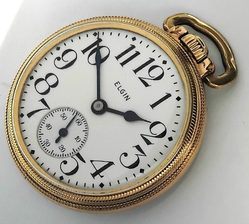 7 JEWELS MADE IN USA ELGIN MADE MEN'S POCKET WIND UP POCKET ANTIQUE WATCH.