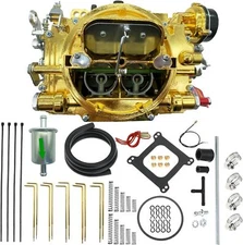 9906 4 Barrel Carburetor Replace for 600CFM Electric Choke Square Flange(Golden)