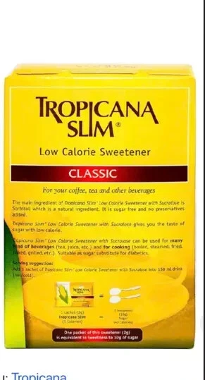 4x Tropicana Slim Low Calorie Sweetener - 200 Sachets 2g - Image 2 of 4