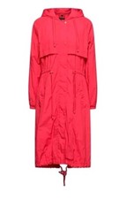Ottod'ame Jacket Womens Red Drawstring Long Parka Shell Rain Coat Size Uk 8