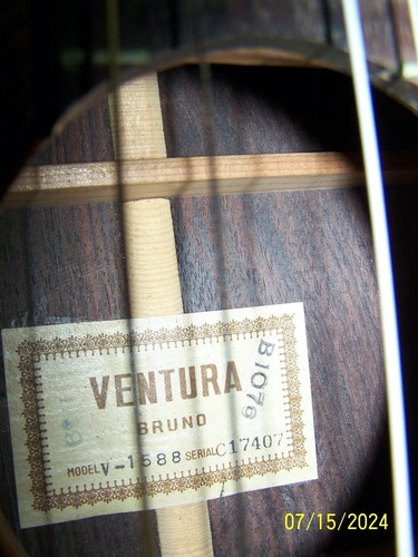 VINTAGE VENTURA BRUNO V-1588 CLASSICAL GUITAR - Picture 2 of 4