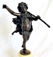 Stara półaktowa rzeźba z brązu dziewczynka chłopiec kobieta 27 cm z cokołem 