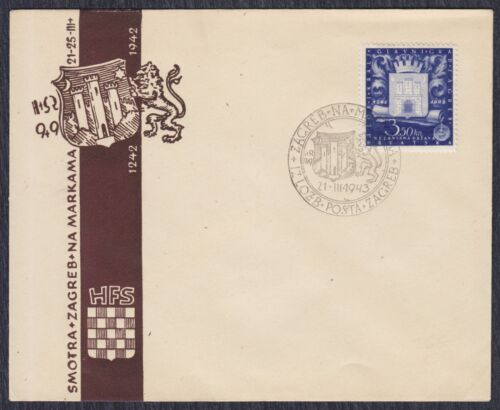 Croatia NDH 1943 Zagreb city - 700 years, FDC