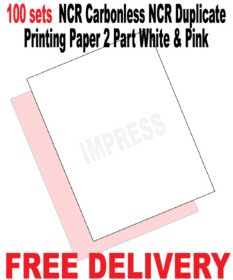 100 Sets x Premium A4 Durchschreibepapier NCR Duplikat Druck weiß & rosa