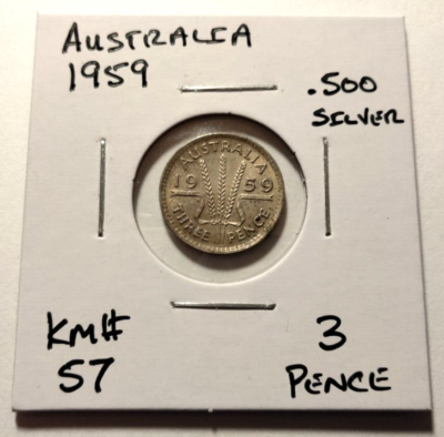 1959 Australia 3 Pence Coin - KM#57 - .500 Silver (SI#0005) | eBay