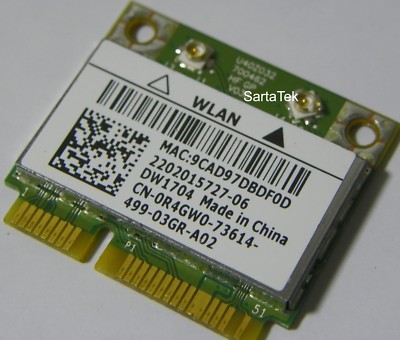 R4GW0 Dell Wireless 1704 DW1704 WiFi 802.11 b/g/n Bluetooth PCIe Half