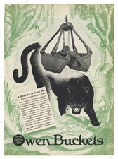 Owen Bucket Co. 1929 Publicité : Art de la panthère noire cool - Bouche à chaque bouchée !