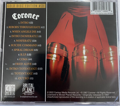 Coroner – R.I.P. CD 2022 Brutal Planet Records – BPCD 1606 [Gold