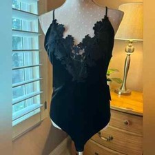 Express NWT black lace front camisole bodysuit with snap closure