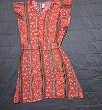 100% Rayon Boho Belted Dress Size Xl Faded Glory excellent Condition 