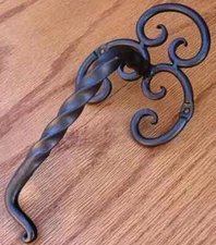 Agave Ironworks Twisted L Fancy Back Pull Iron Door & Gate Hardware Decor |