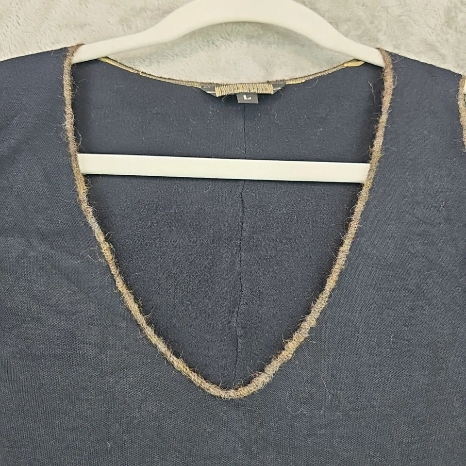 Camiseta sin mangas Rozae Nichols para mujer L negra tejida rayón cuello en V espalda deportiva hecha en EE. UU. Foto 3 de 4