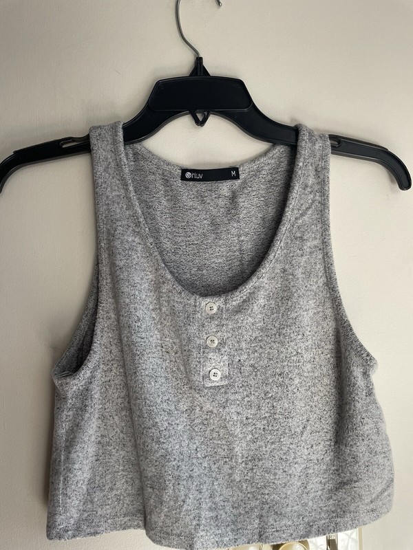 InLUV Women Gray Sleeveless Crop Tank Top, Size M