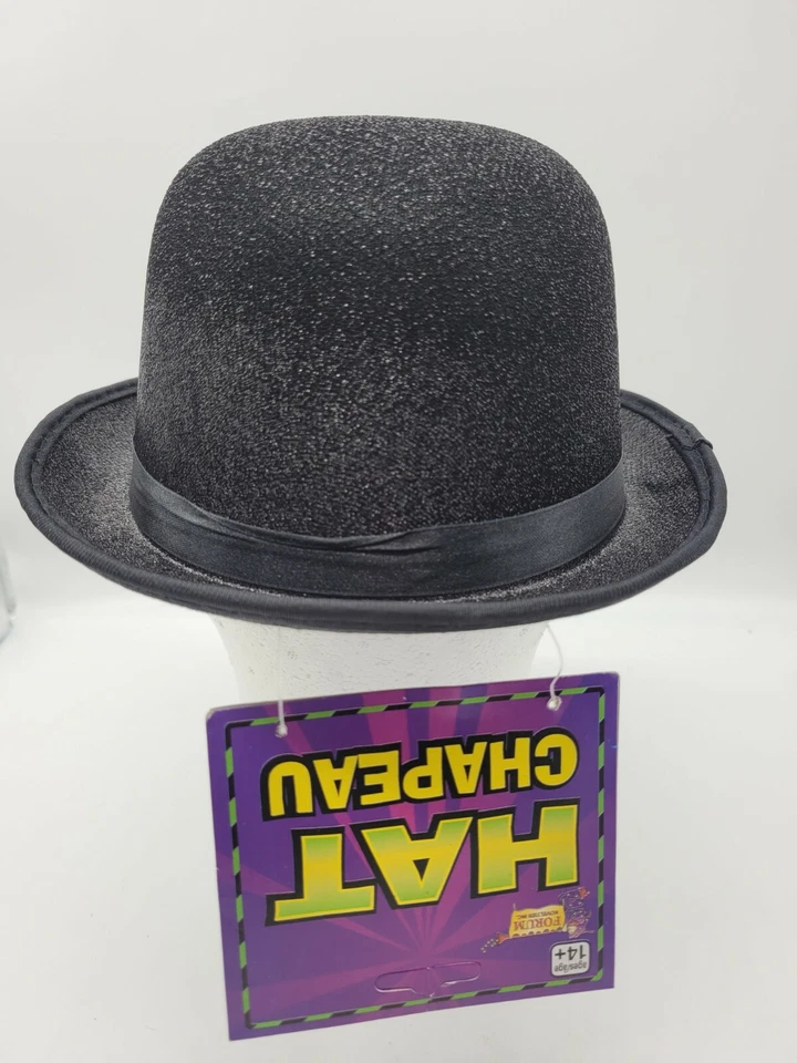 Derby Negro Brillo Malla Sombrero Mardi Gras Disfraz Novedad Sombrero + Máscara Facial Bigshot Foto 2 de 4