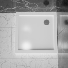 32"x32" in White Corner Drain Shower Base for apartment  No Drain Set