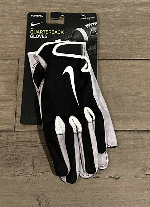 Nike Quarterback Football Gloves Black/Grey/White CT2964-017 Mens Size XXXL  3XL