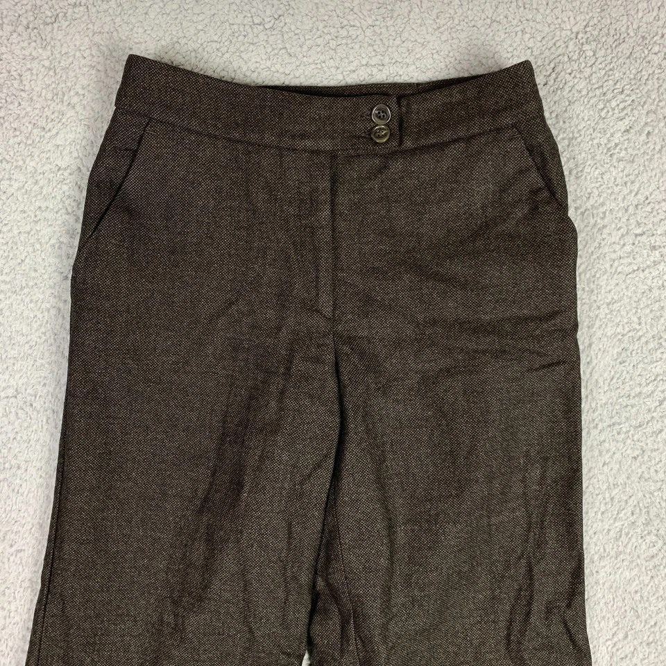 Pantalones de vestir Etro para mujer talla 40 marrón frente plano pierna ancha pantalones de lana Milano Foto 2 de 4